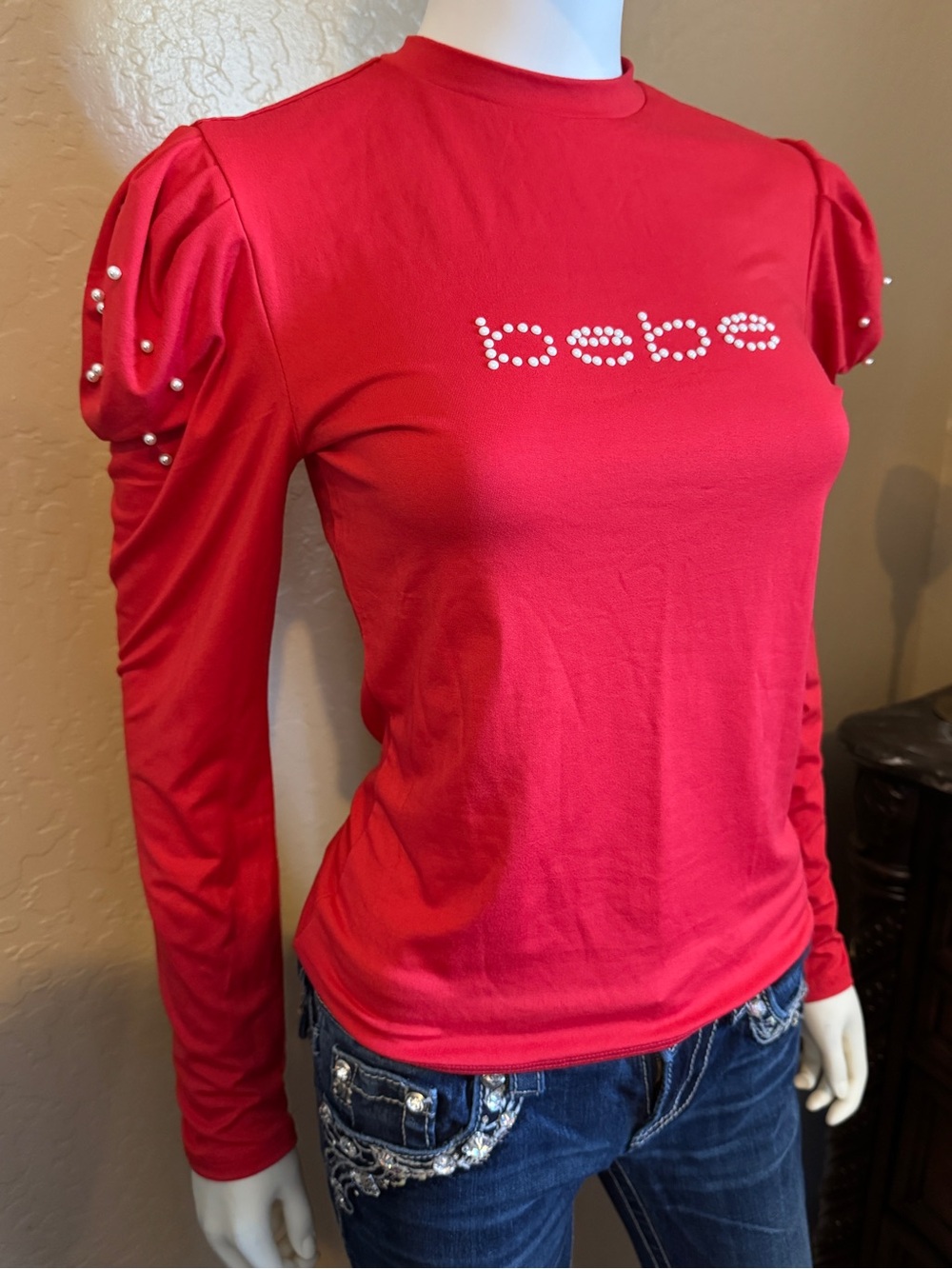 Bebé red long sleeve top medium